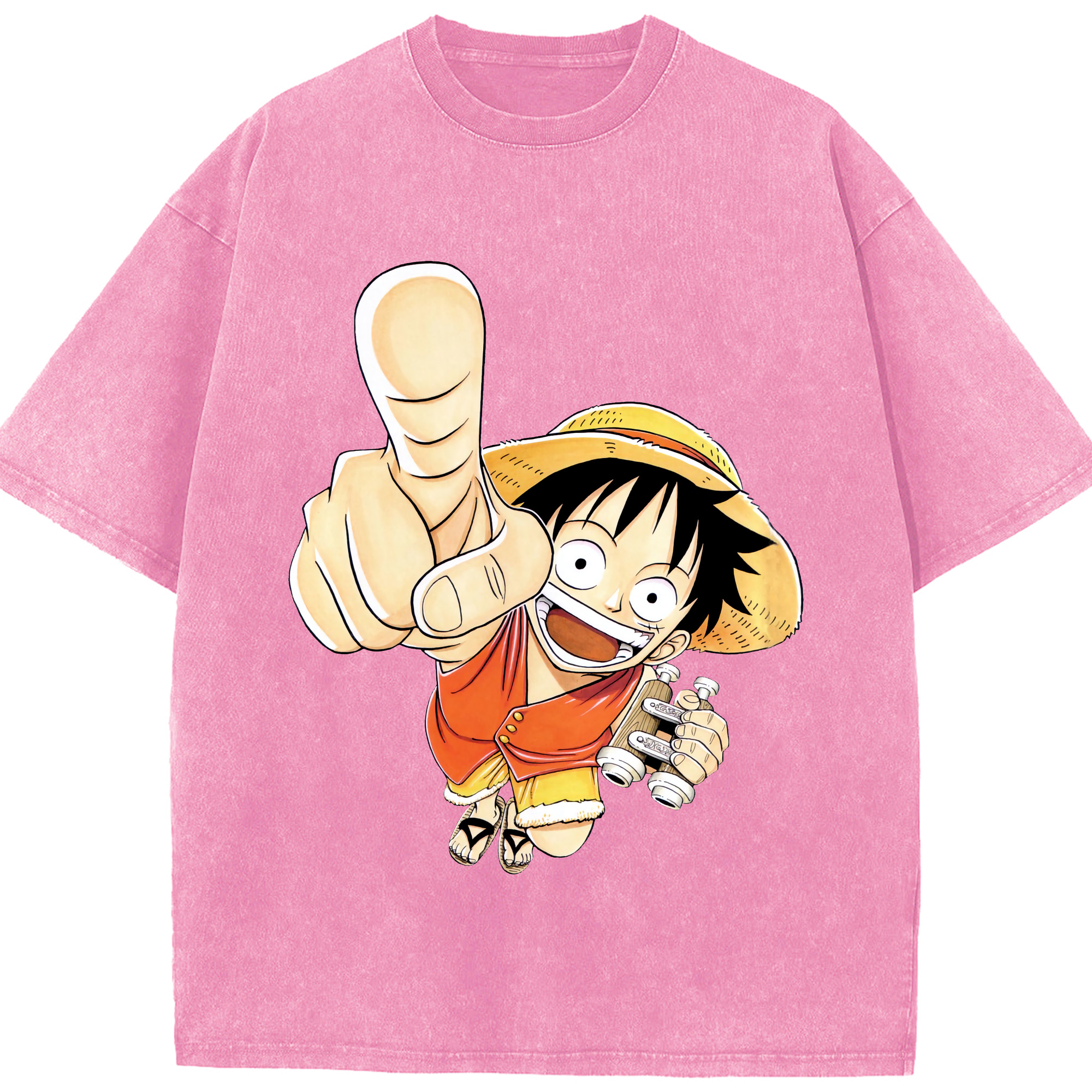ワンピース モンキー・D・ルフィ ONE PIECE Monkey D. Luffy 綿100% ヴィンテージ風 半袖Tシャツ（フロントプリント）